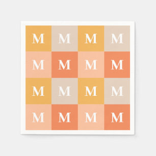 Moderne monogram geometrische kleurblok servet
