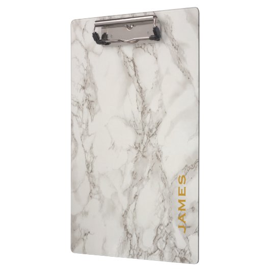 Moderne monogram, gepersonaliseerd marmer en goud klembord (Links)