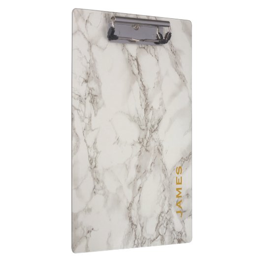 Moderne monogram, gepersonaliseerd marmer en goud klembord (Rechts)