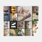 Moderne Monogram Gepersonaliseerde 14 Fotocollage Fleece Deken (Voorkant (Horizontaal))