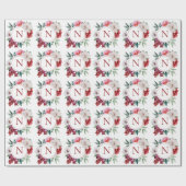 Moderne Monogram Gepersonaliseerde Bloemige Bruilo Cadeaupapier (Vlak)