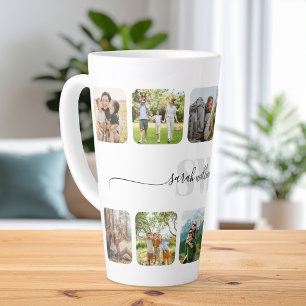 Moderne Monogram Gepersonaliseerde Fotocollage Latte Mok