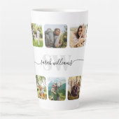 Moderne Monogram Gepersonaliseerde Fotocollage Latte Mok (Voorkant)