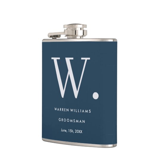 Moderne monogram gepersonaliseerde Groomsman Hip F Heupfles (Links)
