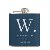 Moderne monogram gepersonaliseerde Groomsman Hip F Heupfles (Voorkant)