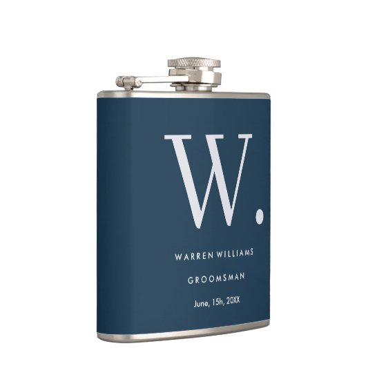 Moderne monogram gepersonaliseerde Groomsman Hip F Heupfles (Rechts)