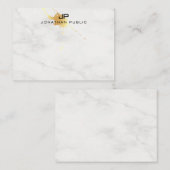 Moderne Monogram Gold Splash Wit Marmer Sjabloon (Voorkant / Achterkant)