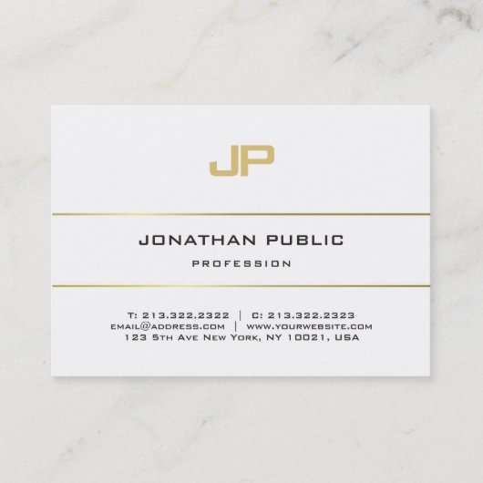 Moderne monogram Gold Striped Design Sjabloon Visitekaartje (Achterkant)