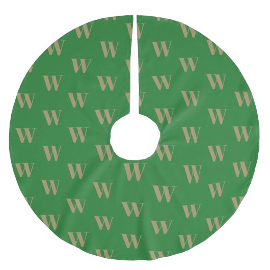 Moderne monogram goud groen aangepast initiaal let kerstboom rok (Voorkant)