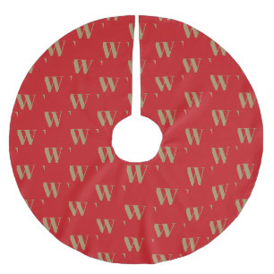 Moderne monogram goud rood initiaal letter kerstboom rok
