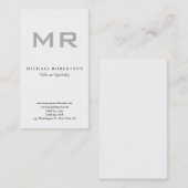 Moderne monogram grijs witte minimumplaat visitekaartje (Voorkant / Achterkant)