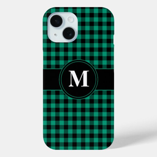Moderne Monogram Groen Plaid Patroon Case-Mate iPhone Case (Achterkant)