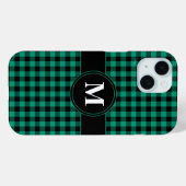 Moderne Monogram Groen Plaid Patroon Case-Mate iPhone Case (Achterkant (horizontaal))