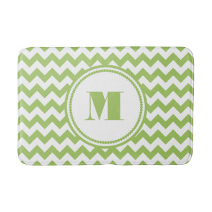 Moderne Monogram Groene Chevron Strepen Badmat