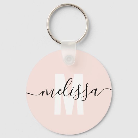 Moderne Monogram handschrift Script Name Simple Sleutelhanger (Voorkant)