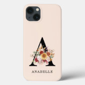 Moderne Monogram Herfst Herfst Waterverf Bloemen Case-Mate iPhone Case (Achterkant)