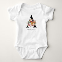 Moderne Monogram Herfst Herfst Waterverf Bloemen