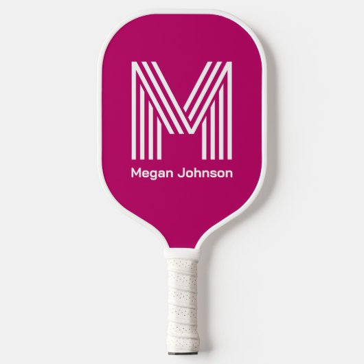 Moderne Monogram Hot Pink Pickleball Paddle (Voorkant)