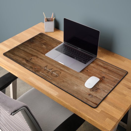 Moderne Monogram Houten Initialen Professioneel Bureaumat (Kantoor 2)