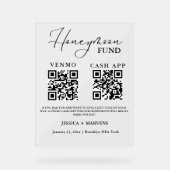Moderne Monogram huwelijksreis honeymoon fund QR- Acryl Bord (Voorkant)