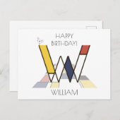 Moderne monogram in kunststijl. Letter W Briefkaart (Voorkant / Achterkant)