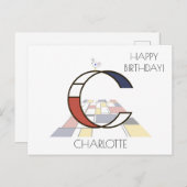 Moderne monogram in kunstzinnige stijl. Letter С Briefkaart (Voorkant / Achterkant)