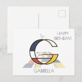 Moderne monogram in kunstzinnige stijl. Letter G Briefkaart (Voorkant / Achterkant)