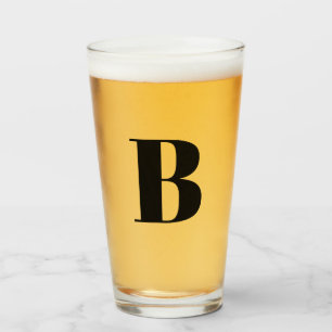 Moderne Monogram Initiaal Bierglas Glas
