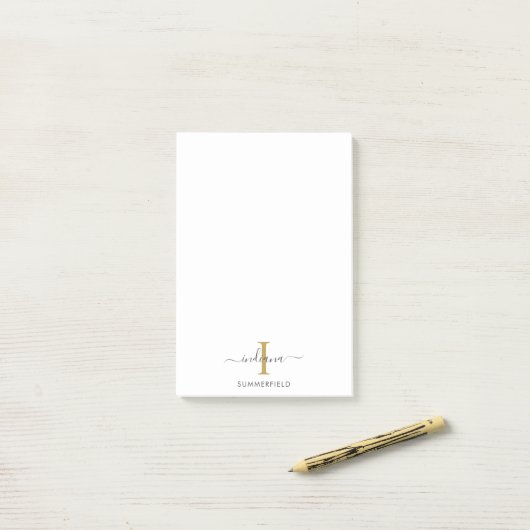 Moderne Monogram Initiaal Elegant Script Business Post-it® Notes (Op bureau)