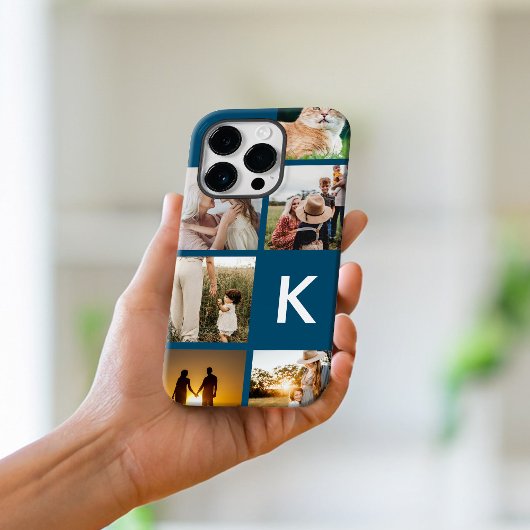 Moderne Monogram Initiaal Fotocollage Case-Mate iPhone Case