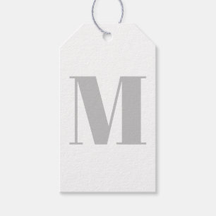 Moderne monogram initiaal grijs wit minimalistisch cadeaulabel