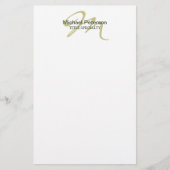 Moderne monogram initiaal kalligrafie script briefpapier (Voorkant)