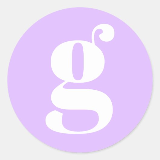 Moderne monogram Initiaal Letter Pastel Lavender Ronde Sticker (Voorkant)