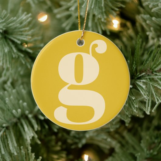 Moderne monogram Initiaal Letter Pastel Yellow Cre Keramisch Ornament (Boom)