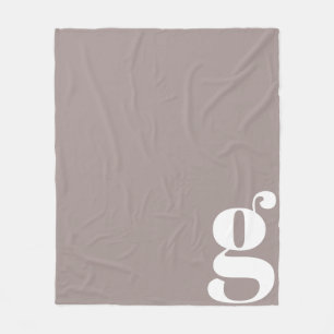 Moderne Monogram Initiaal Letter Rustieke Taupe Fleece Deken