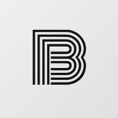 Moderne monogram Initiaal met één letter | Zwart Raamsticker (Vel)