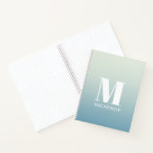 Moderne Monogram Initiaal Naam Blauwgroen Aqua Gra Notitieboek (Binnen)
