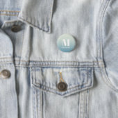 Moderne Monogram Initiaal Naam Blauwgroen Aqua Gra Ronde Button 3,2 Cm (In situ)