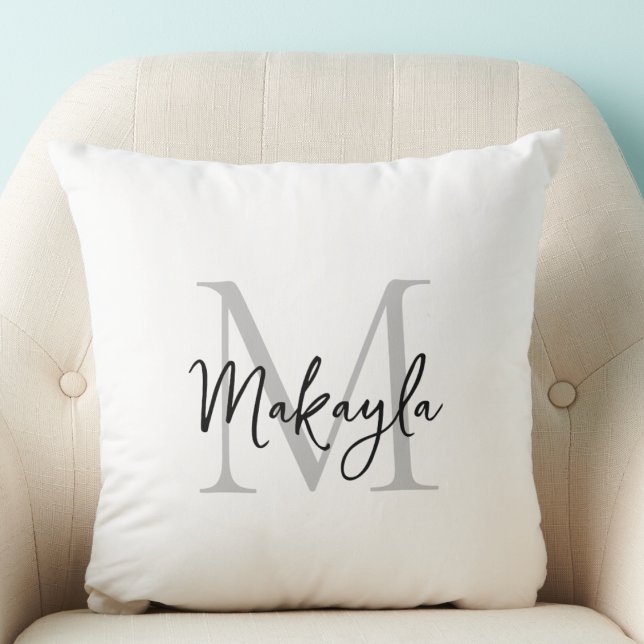Moderne monogram initiaal scriptnaam kussen (Creator heeft geüpload)