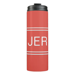 Moderne Monogram Initiaal Sport Atletiek Golf Rood Thermosbeker