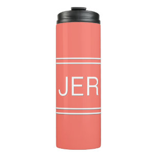 Moderne Monogram Initiaal Sport Golf Koraal Thermosbeker