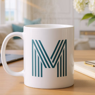 Moderne Monogram Initiaal Stijlvolle Teal Groen Koffiemok
