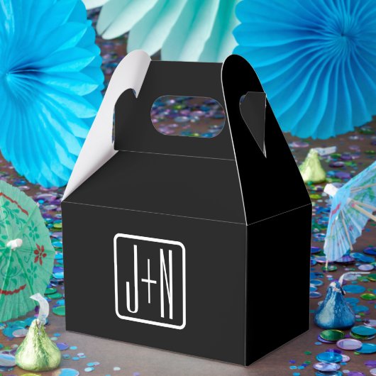 Moderne Monogram-Initiaal | Zwart & Wit Bedankdoosjes (Feest)