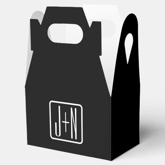 Moderne Monogram-Initiaal | Zwart & Wit Bedankdoosjes (Geopend)
