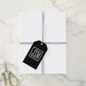 Moderne monogram-initiaal | Zwart & Wit Cadeaulabel (Met Touw)
