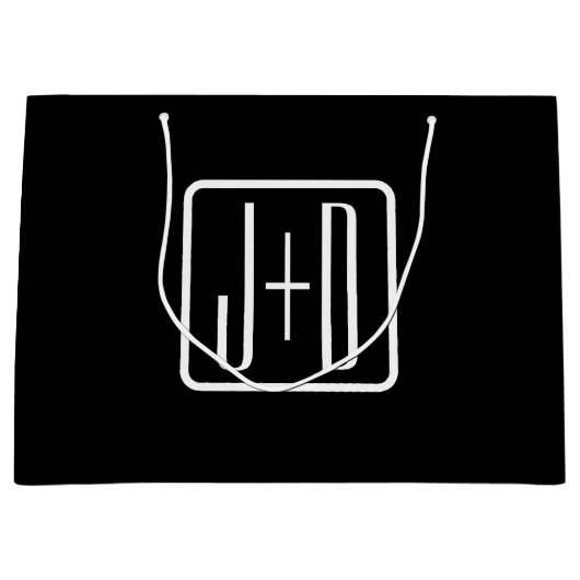Moderne Monogram-Initiaal | Zwart & Wit Groot Cadeauzakje (Voorkant)