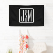 Moderne Monogram Initiaal | Zwart & Wit Spandoek (Insitu)