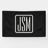 Moderne Monogram Initiaal | Zwart & Wit Spandoek (Horizontaal)