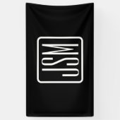 Moderne Monogram Initiaal | Zwart & Wit Spandoek (Verticaal)