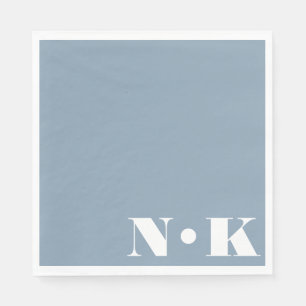Moderne monogram Initialen Dusty Blue Custom Weddi Servet
